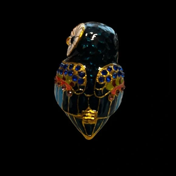 Vintage enamel and bejeweled Owl trinket box - Picture 4 of 8